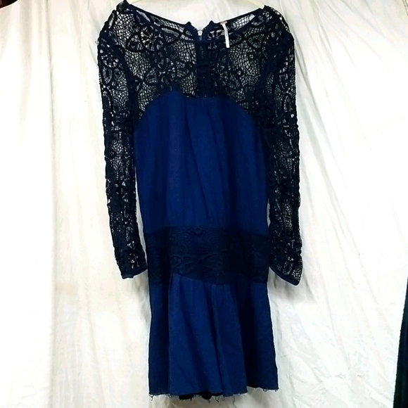 Free People ● Macrame Crochet Drop Waist  Prairie  Dress Boho Anthro 10 - Picture 3 of 6